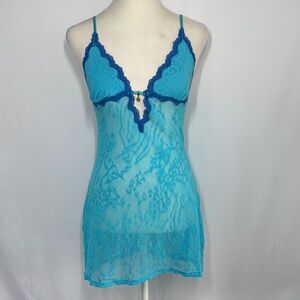 ❤️3/$30 Victoria’s Secret Very Sexy Lace Trim Blue Chemise